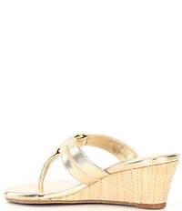 Lilly Pulitzer McKim Leather O-Ring Hardware Wedge Thong Sandals