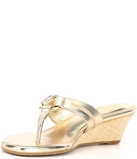 Lilly Pulitzer McKim Leather O-Ring Hardware Wedge Thong Sandals
