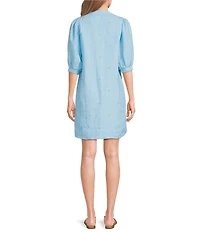 Lilly Pulitzer Mialeigh Embroidered Split V-Neck Elbow Sleeve Dress