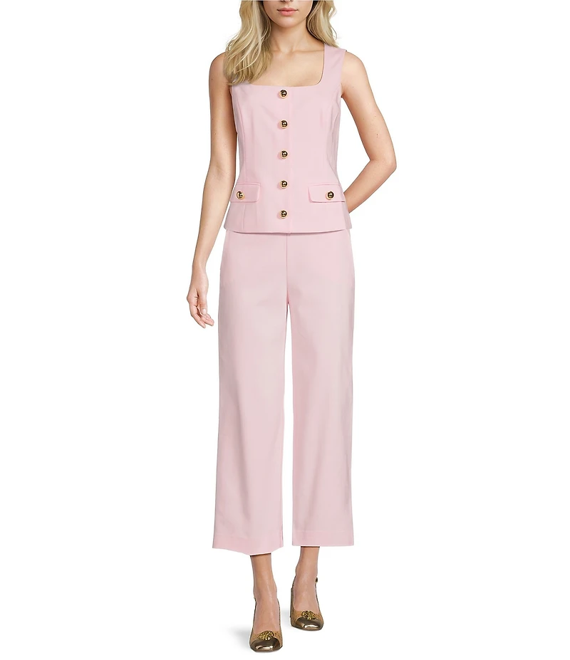 Lilly Pulitzer Moira Stretch Double Cloth Square Neck Sleeveless Top