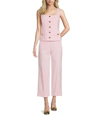 Lilly Pulitzer Moira Stretch Double Cloth Square Neck Sleeveless Top