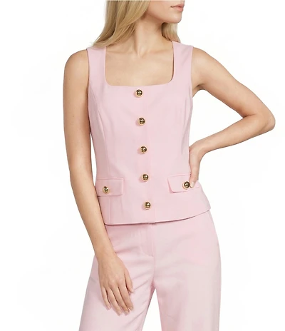 Lilly Pulitzer Moira Stretch Double Cloth Square Neck Sleeveless Top