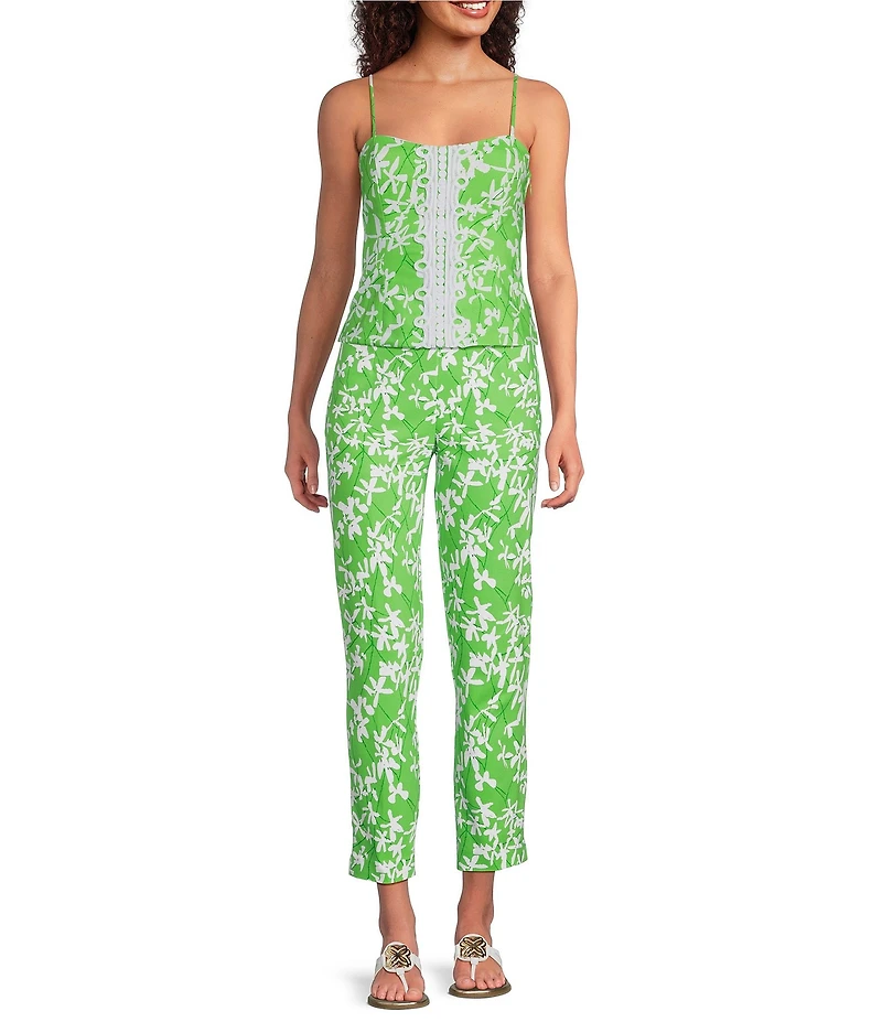 Lilly Pulitzer Nancee Stretch Double Cloth Floral Print Straight Leg Crop Pants