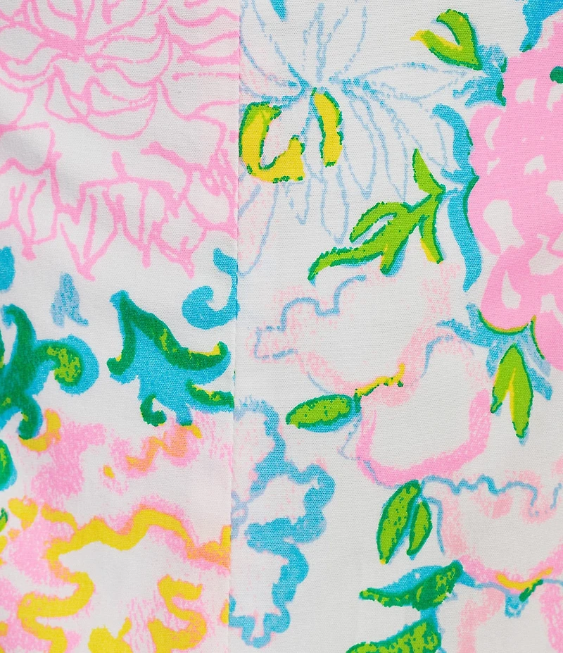 Lilly Pulitzer Nelly Stretch Poplin Lilly Garden Print Square Neck Sleeveless Rosette Midi Dress