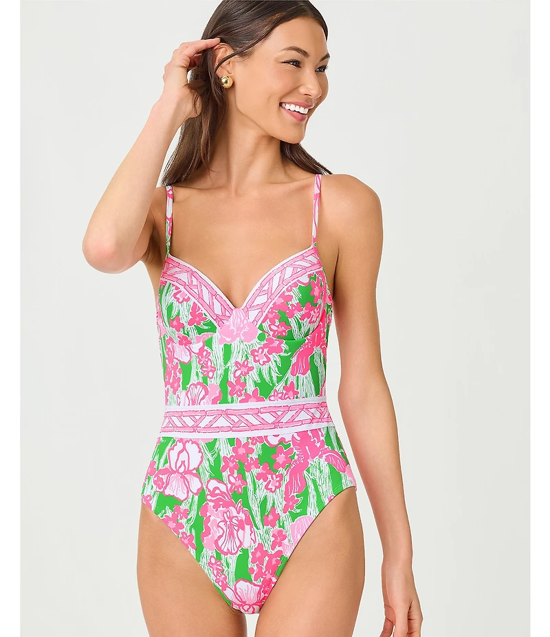 Lilly Pulitzer Palma Border Print One Piece Swimsuit