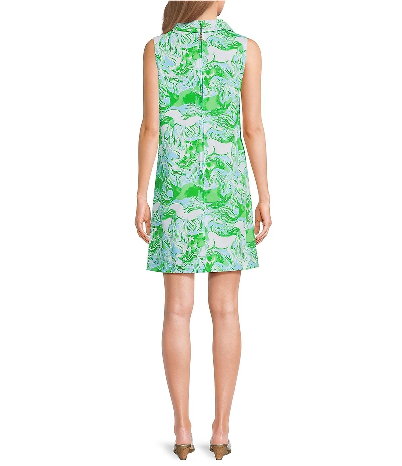 Lilly Pulitzer Payson Galloping Gals Print Cowl Neck Sleeveless Shift Mini Dress