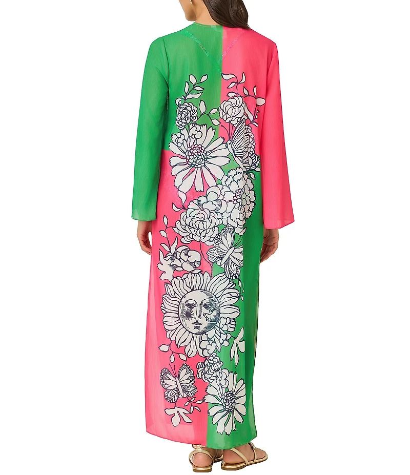 Lilly Pulitzer Perry Follow The Sun Long Sleeve Maxi Dress Cover-Up