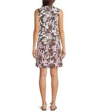 Lilly Pulitzer Polished Pique Rosee Stand Collar Sleeveless Shift Dress