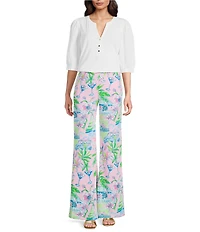 Lilly Pulitzer Coordinating Polyanna Satin Back Crepe Printed High Rise Wide Leg Pull-On Palazzo Pants
