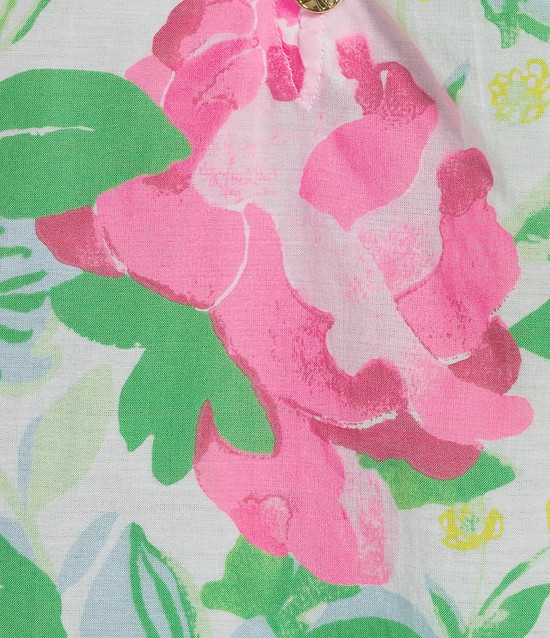 Lilly Pulitzer Renisha Poppy Party Print Notch Collar Long Sleeve Top