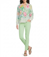 Lilly Pulitzer Renisha Poppy Party Print Notch Collar Long Sleeve Top