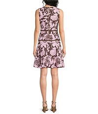 Lilly Pulitzer Resort Ponte Vivette Pink Marni Crew Neck Sleeveless Fit-And-Flare Dress