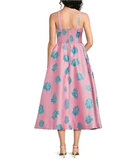 Lilly Pulitzer Rissy Jungle Flower Brocade Square Neck Sleeveless Midi Dress