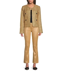 Lilly Pulitzer Rohana Golden Metallic Boucle Round Neck Long Sleeve Jacket