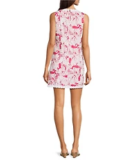 Lilly Pulitzer Romey Cotton Poplin Thar She Blows Split V-Neck Sleeveless Lace Trim Shift Romper Dress