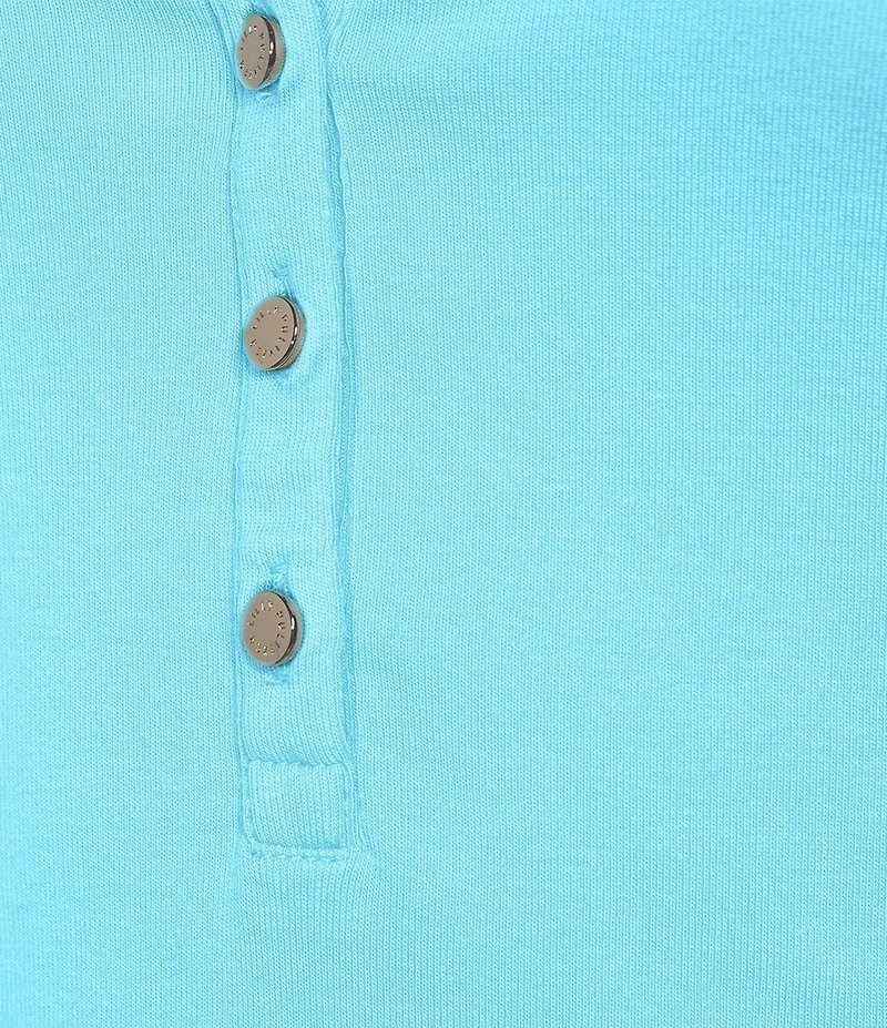 Lilly Pulitzer Ronson Eyelet Knit Notch Neck Elbow Sleeve Top