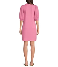 Lilly Pulitzer Ronson Notched Crew Neck Puff Elbow Sleeve Dress