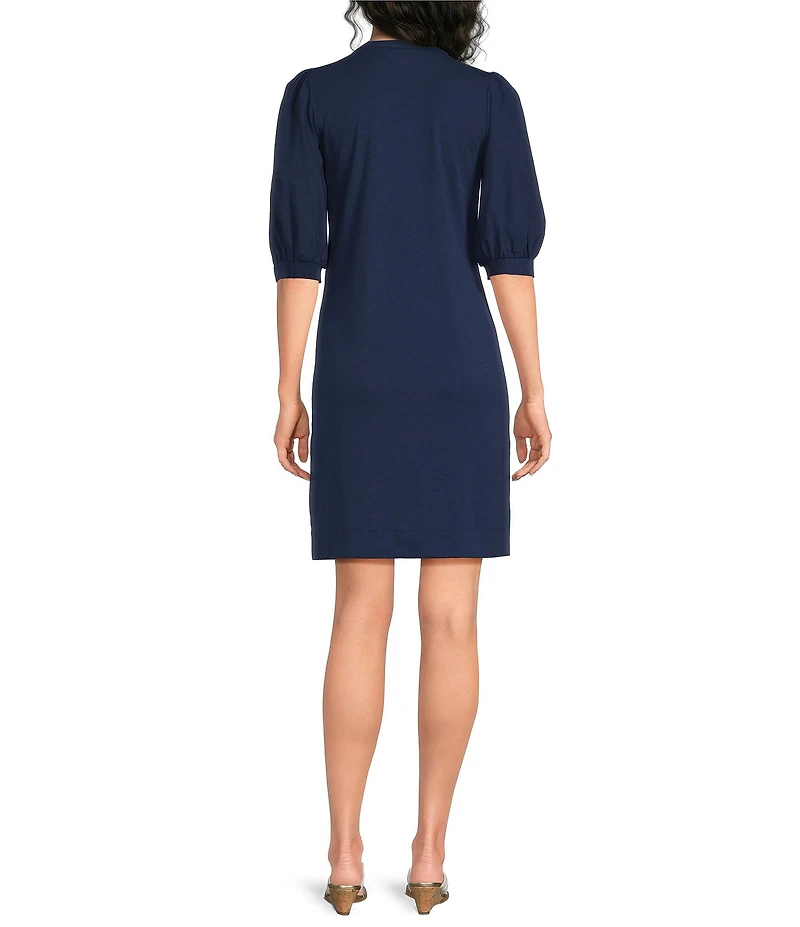Lilly Pulitzer Ronson Notched Crew Neck Puff Elbow Sleeve Dress