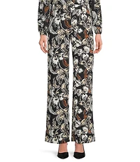 Lilly Pulitzer Rosamaria Coordinating Onyx Irisistable Printed Crepe Flat Front Pull-On Palazzo Pants
