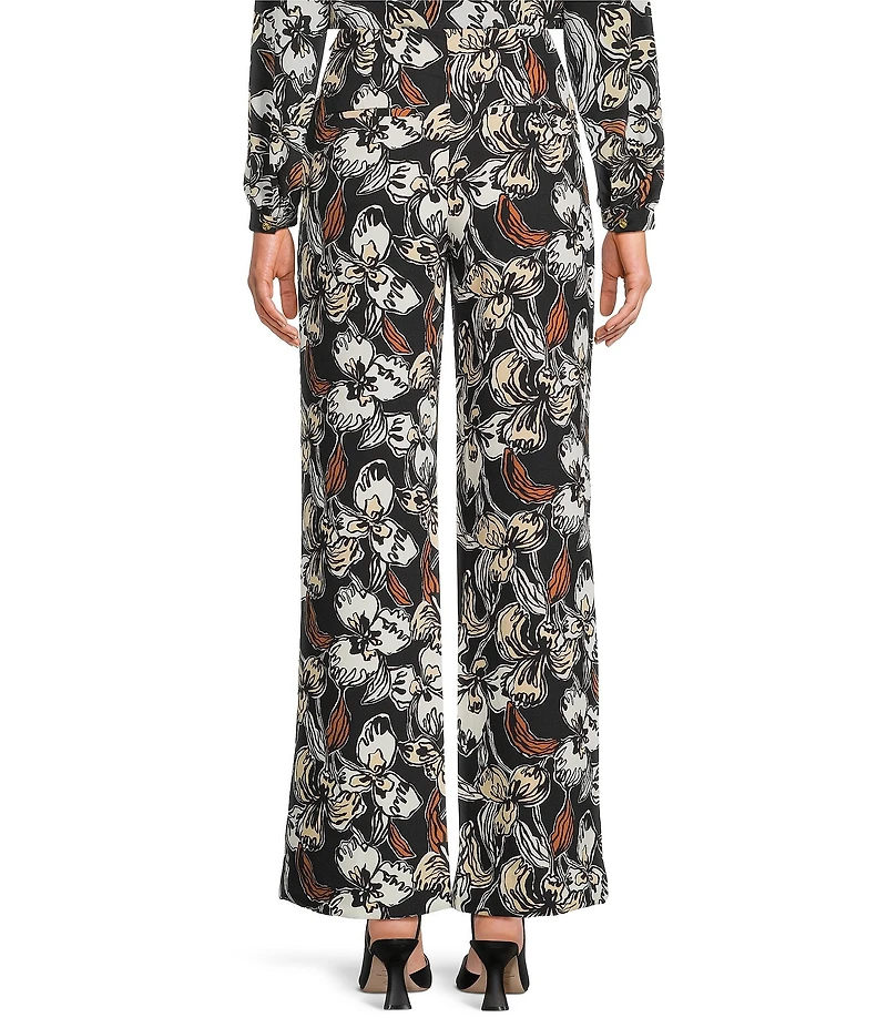 Lilly Pulitzer Rosamaria Coordinating Onyx Irisistable Printed Crepe Flat Front Pull-On Palazzo Pants
