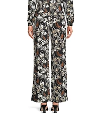 Lilly Pulitzer Rosamaria Coordinating Onyx Irisistable Printed Crepe Flat Front Pull-On Palazzo Pants