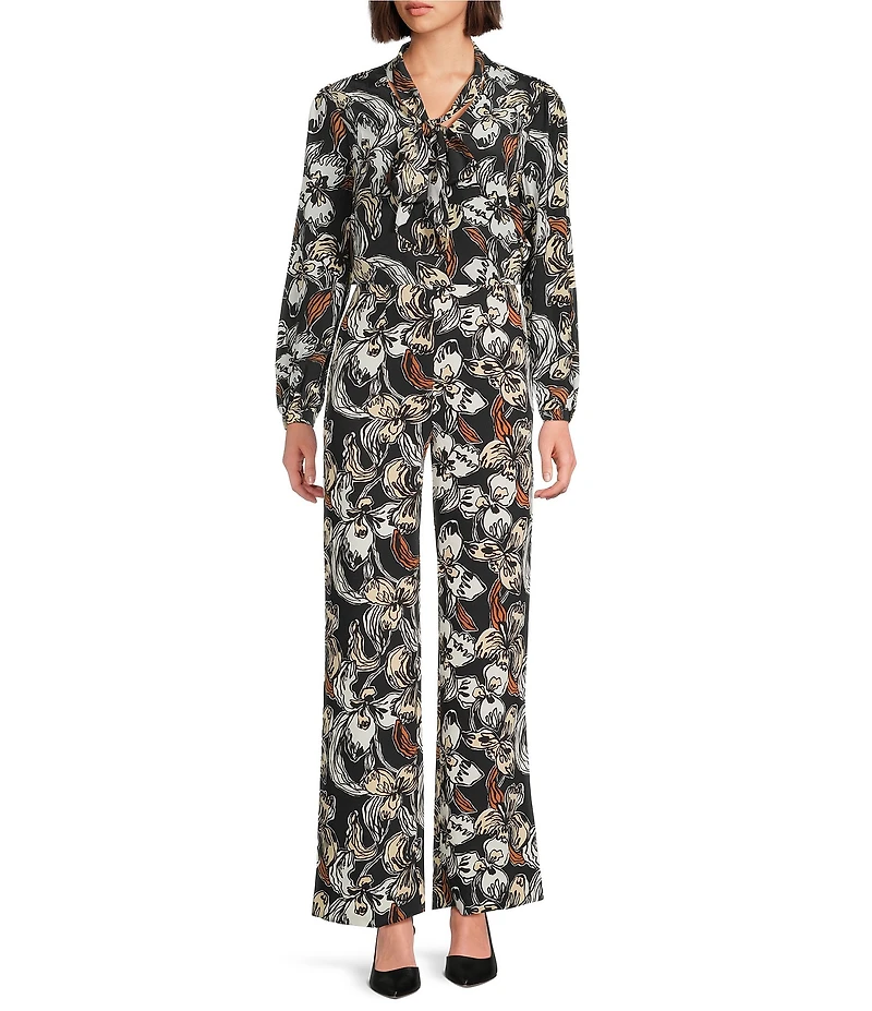 Lilly Pulitzer Rosamaria Coordinating Onyx Irisistable Printed Crepe Flat Front Pull-On Palazzo Pants