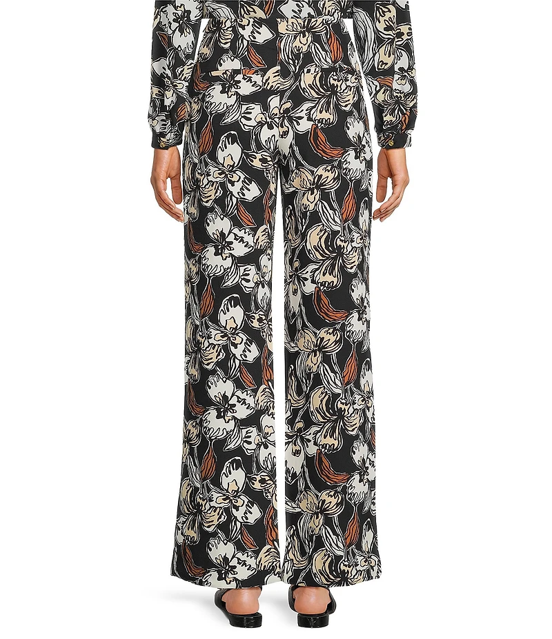 Lilly Pulitzer Rosamaria Coordinating Onyx Irisistable Printed Crepe Flat Front Pull-On Palazzo Pants