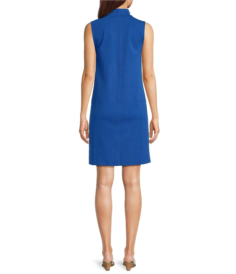Lilly Pulitzer Rosee Polished Pique Quarter Zip Mock Neck Sleeveless Shift Dress