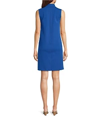 Lilly Pulitzer Rosee Polished Pique Quarter Zip Mock Neck Sleeveless Shift Dress