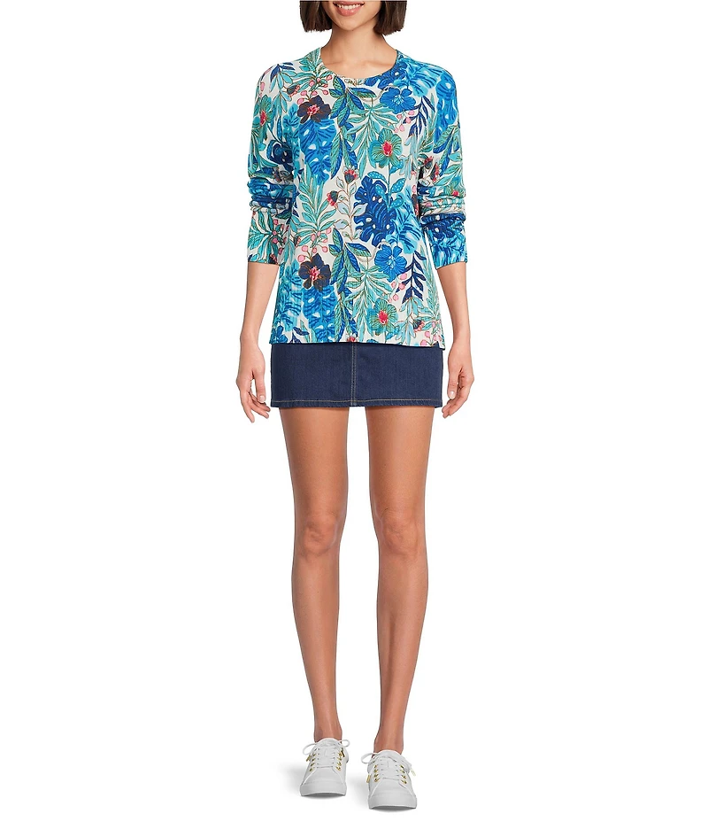 Lilly Pulitzer Salima Best Fronds Forever Print Crew Neck Long Sleeve Sweater