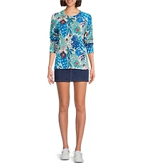 Lilly Pulitzer Salima Best Fronds Forever Print Crew Neck Long Sleeve Sweater