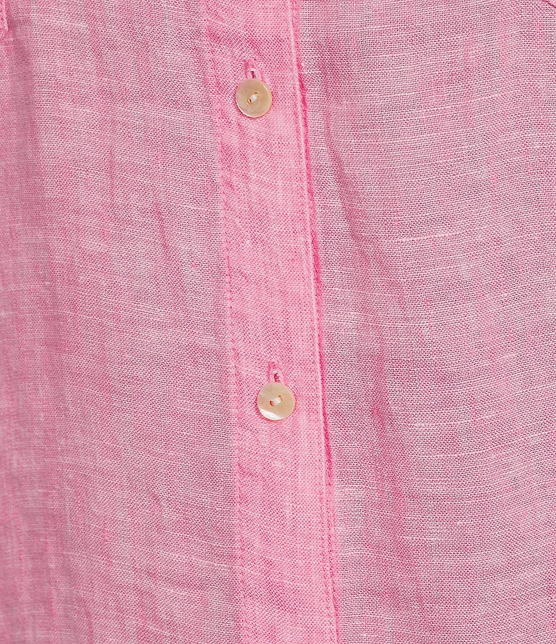 Lilly Pulitzer Sea View Linen Point Collar Long Sleeve Button Front Shirt