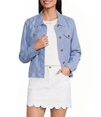 Lilly Pulitzer Seaspray Linen Point Collar Long Sleeve Jacket