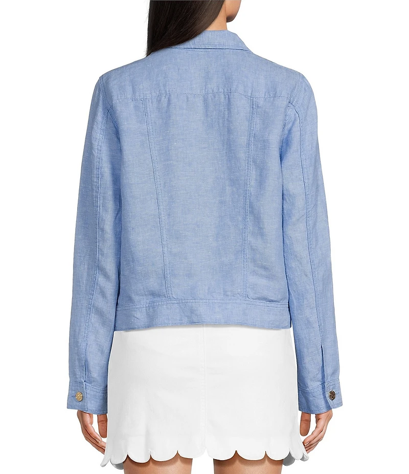 Lilly Pulitzer Seaspray Linen Point Collar Long Sleeve Jacket