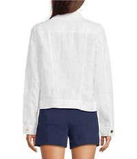 Lilly Pulitzer Seaspray Linen Point Collar Long Sleeve Jacket