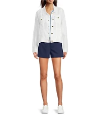 Lilly Pulitzer Seaspray Linen Point Collar Long Sleeve Jacket