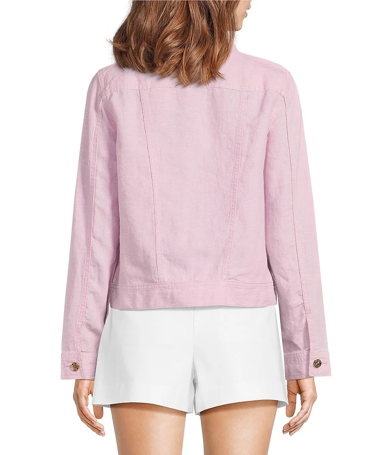 Lilly Pulitzer Seaspray Linen Point Collar Long Sleeve Jacket