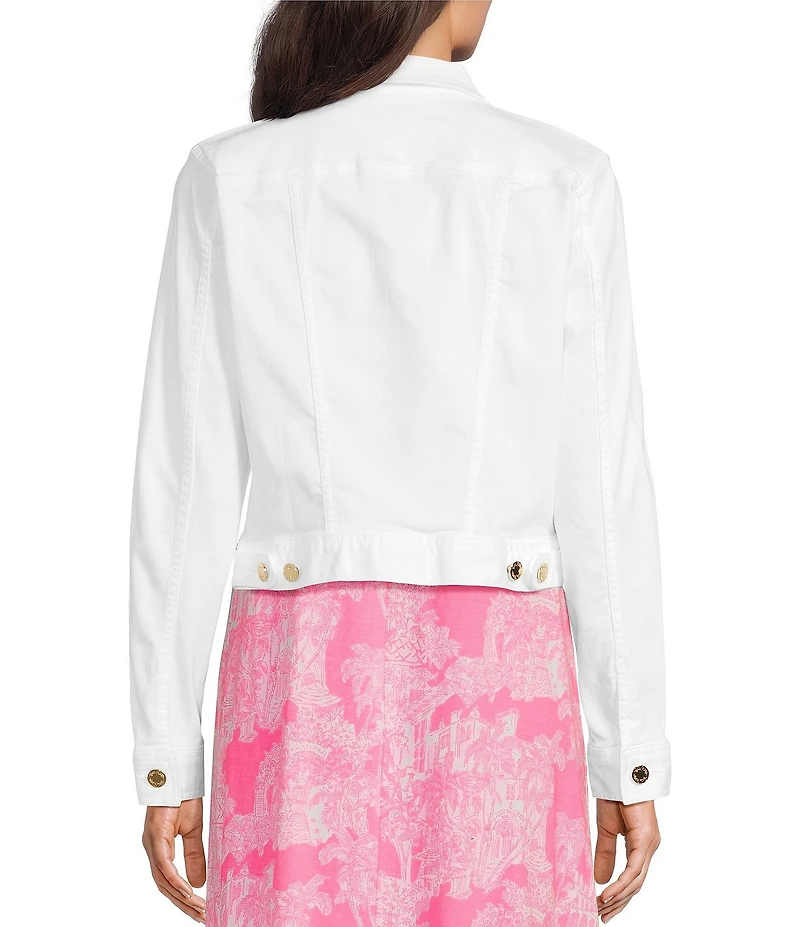 Lilly Pulitzer Seaspray Point Collar Long Sleeve Button Down Denim Jacket