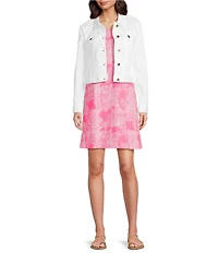 Lilly Pulitzer Seaspray Point Collar Long Sleeve Button Down Denim Jacket