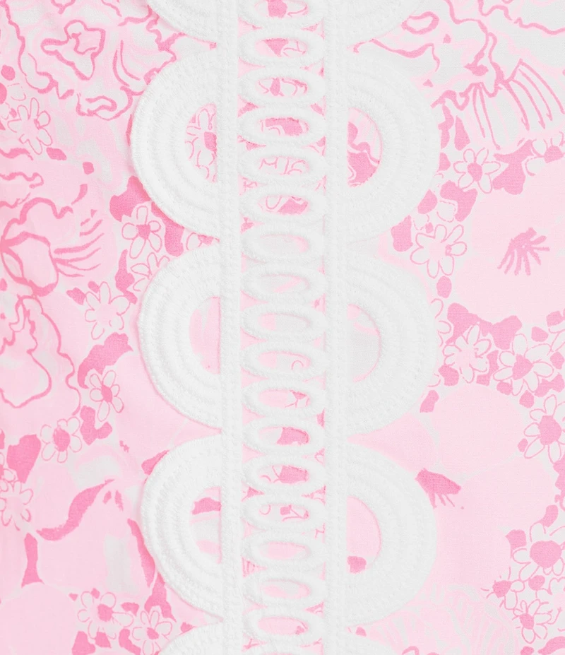 Lilly Pulitzer Shaina Stretch Poplin Burst Of Joy Print Crew Neck Sleeveless Pleated Skirt Romper