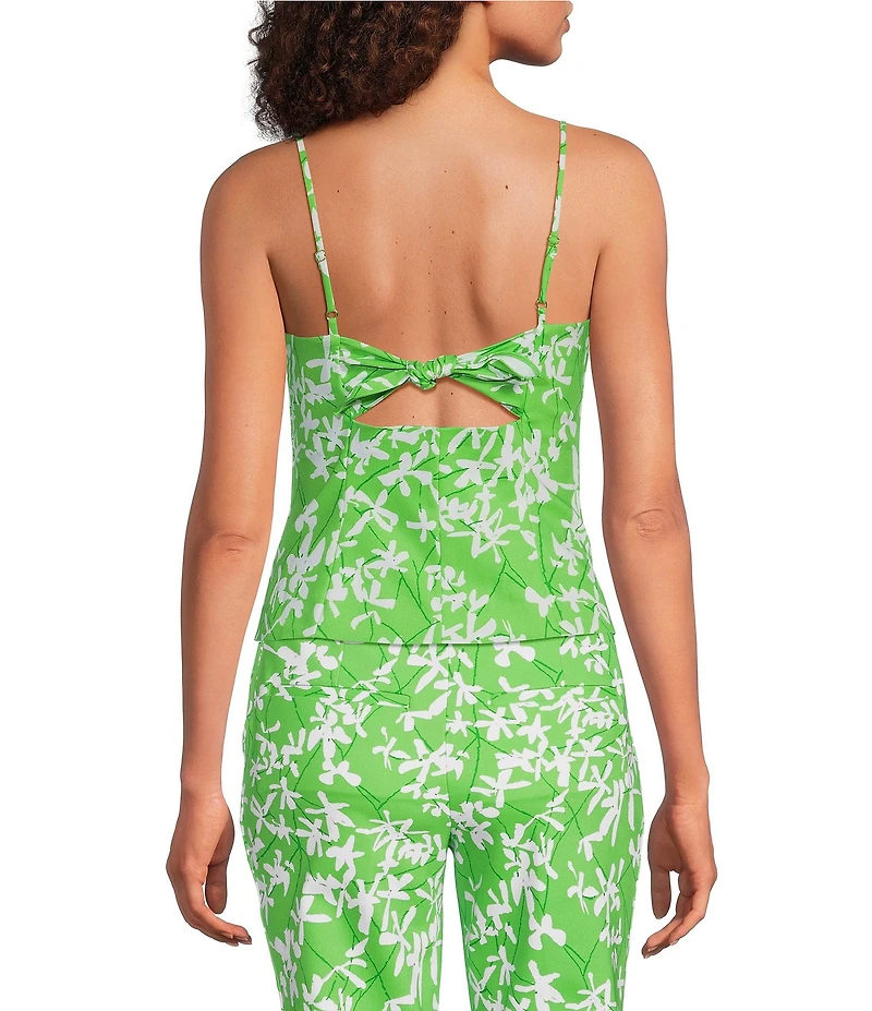 Lilly Pulitzer Shelli Floral Print Scoop Neck Sleeveless Lilly Lace Top