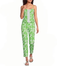 Lilly Pulitzer Shelli Floral Print Scoop Neck Sleeveless Lilly Lace Top