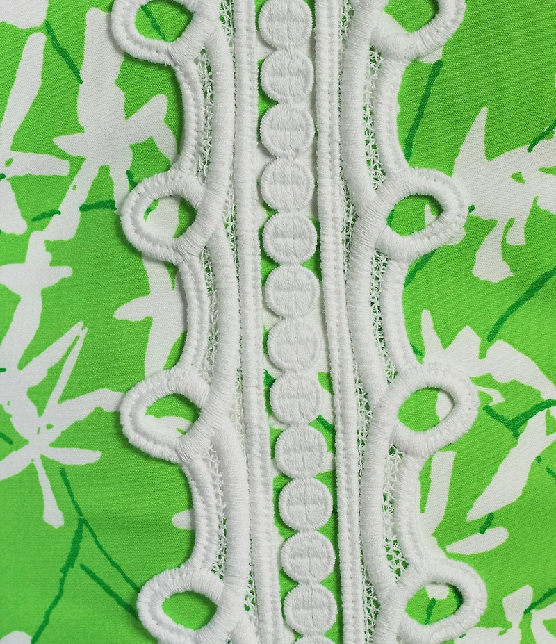 Lilly Pulitzer Shelli Floral Print Scoop Neck Sleeveless Lilly Lace Top