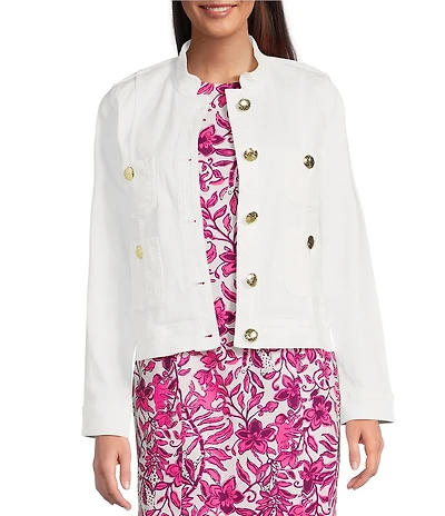 Lilly Pulitzer Shepa Denim Collar Neck Long Sleeve Jean Jacket