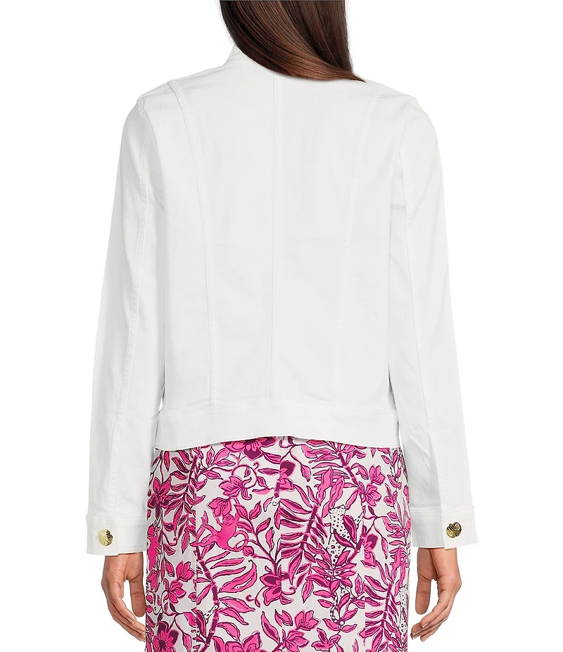 Lilly Pulitzer Shepa Denim Collar Neck Long Sleeve Jean Jacket