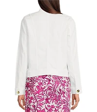 Lilly Pulitzer Shepa Denim Collar Neck Long Sleeve Jean Jacket