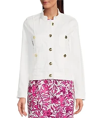 Lilly Pulitzer Shepa Denim Collar Neck Long Sleeve Jean Jacket