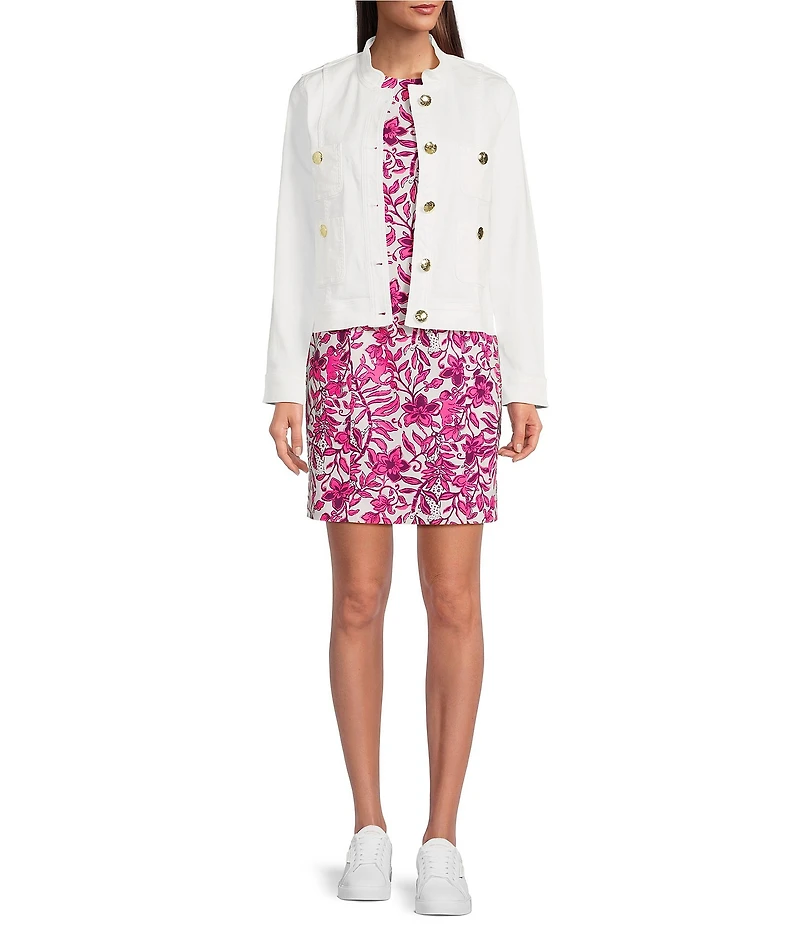 Lilly Pulitzer Shepa Denim Collar Neck Long Sleeve Jean Jacket