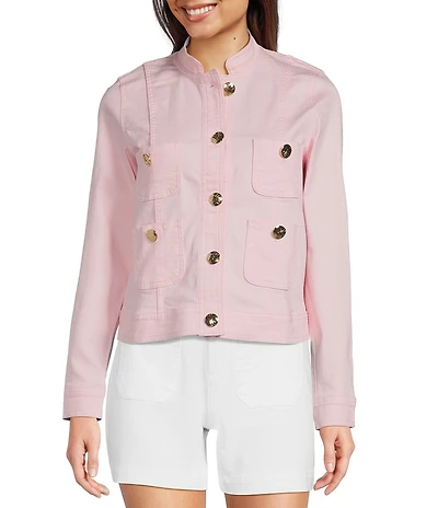 Lilly Pulitzer Shepa Denim Stand Collar Long Sleeve Jacket