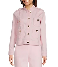 Lilly Pulitzer Shepa Denim Stand Collar Long Sleeve Jacket